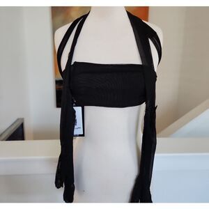 Dolls Kill CLUB EXX Black Mesh Crop Top Size L NWT